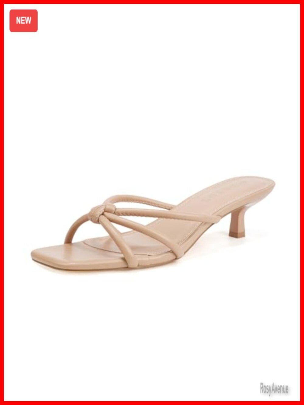 Women's Square Open Toe Kitten Heel Mule Sandals